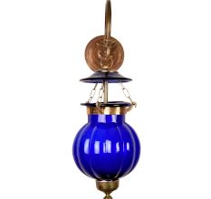Melon Shaped Cobalt Blue Lamp