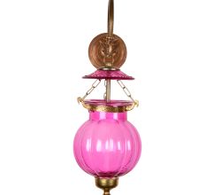 Pink Melon Shaped Hanging Lamp 