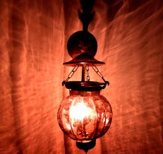 Plum Melon Shaped Glass Lamp 