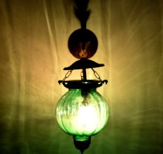 Green Melon Shaped Glass Lamp 