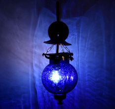 Cobalt Blue Melon Shaped Glass Hanging