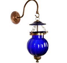 Cobalt Blue Melon Shaped Glass Hanging