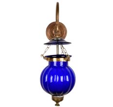 Cobalt Blue Melon Shaped Glass Hanging