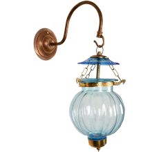 Light Blue Melon Shaped Glass Hanging