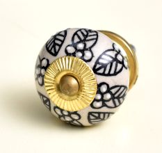 Black Leaf Ceramic Cabinet Knob