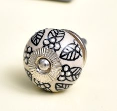 Black Leaf Ceramic Cabinet Knob