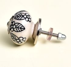 Black Leaf Ceramic Cabinet Knob