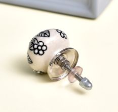 Black Leaf Ceramic Cabinet Knob