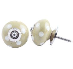 Spanish Olive Polka Dot Cabinet Knob