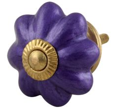 Neon Purple Ceramic Melon Drawer Knob
