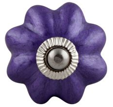 Neon Purple Ceramic Melon Drawer Knob