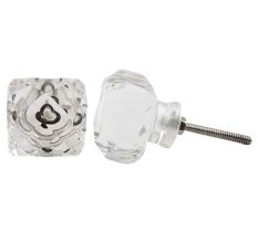 Clear Glass Cut Square Drawer Knob
