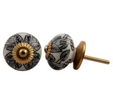 Black Leaf Painted Knob