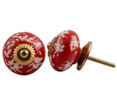 Red Etched Round Knob