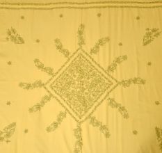 Yellow & Green Embroidered Bedsheet