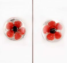 Red Black Flower Dresser Knob