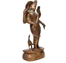 Hindu Goddess Saraswati Brass Statue