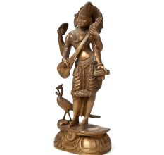Hindu Goddess Saraswati Brass Statue