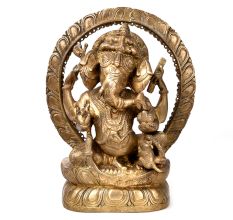 Bronze Ganesha Statue with Rat