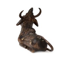 Bronze Sitting Bull Dhokra Art Sculpture