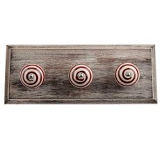 Cream Cherry Strip Wooden Hooks