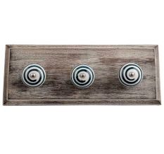 Cream Forest Green Strip Wooden Hooks