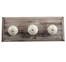 Cream White Dot Wooden Hooks