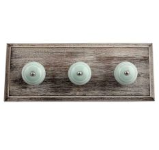 Sage Green White Strip Wooden Hooks