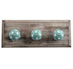 Sea Green White Dot Wooden Hooks