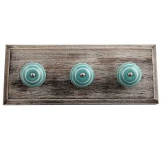 Sea Green White Strip Wooden Hooks