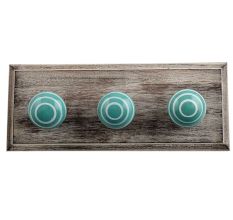 Sea Green White Strip Wooden Hooks