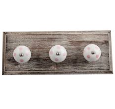 White Baby Pink Dot Wooden Hooks