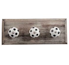 White Black Dot Wooden Hooks