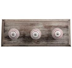 White Dark Pink Strip Wooden Hooks