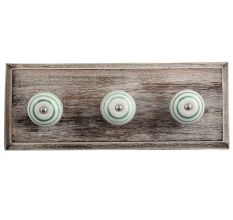 White Pea Green Strip Wooden Hooks