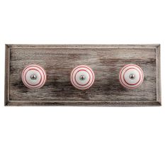 White Red Strip Wooden Hooks