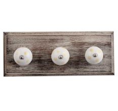 White Yellow Dot Wooden Hooks