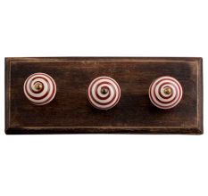 Cream Cherry Strip Wooden Hooks