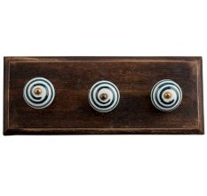 Cream Forest Green Strip Wooden Hooks