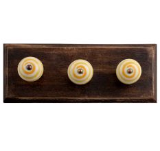 Cream Mustard Strip Wooden Hooks