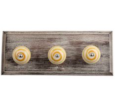 Cream Mustard Strip Wooden Hooks