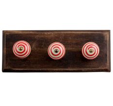 Cream Red Strip Wooden Hooks