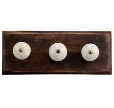 Cream White Dot Wooden Hooks