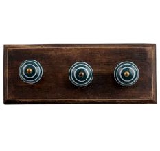 Forest Green White Strip Wooden Hooks