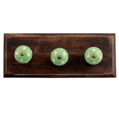 Pea Green White Dot Wooden Hooks