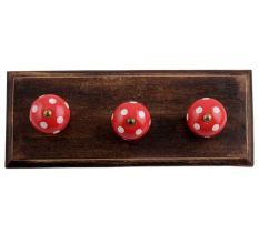 Red White Dot Wooden Hooks