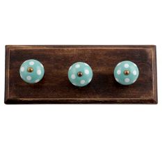 Sea Green White Dot Wooden Hooks