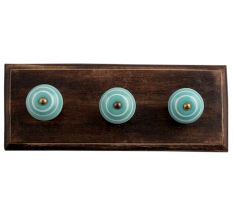 Sea Green White Strip Wooden Hooks
