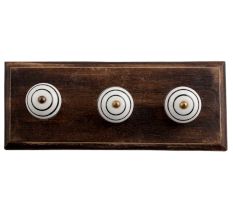 White Black Strip Ceramic Wooden Hooks