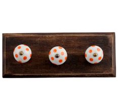White Orange Dot Wooden Hooks